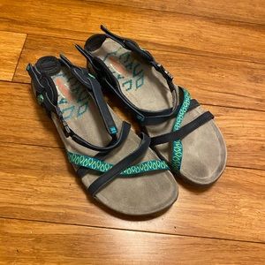 Blue and teal Merrell strappy sandals